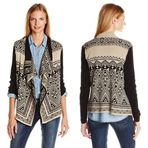 Lucky Brand | Tribal Print Waterfall Knit Cardigan